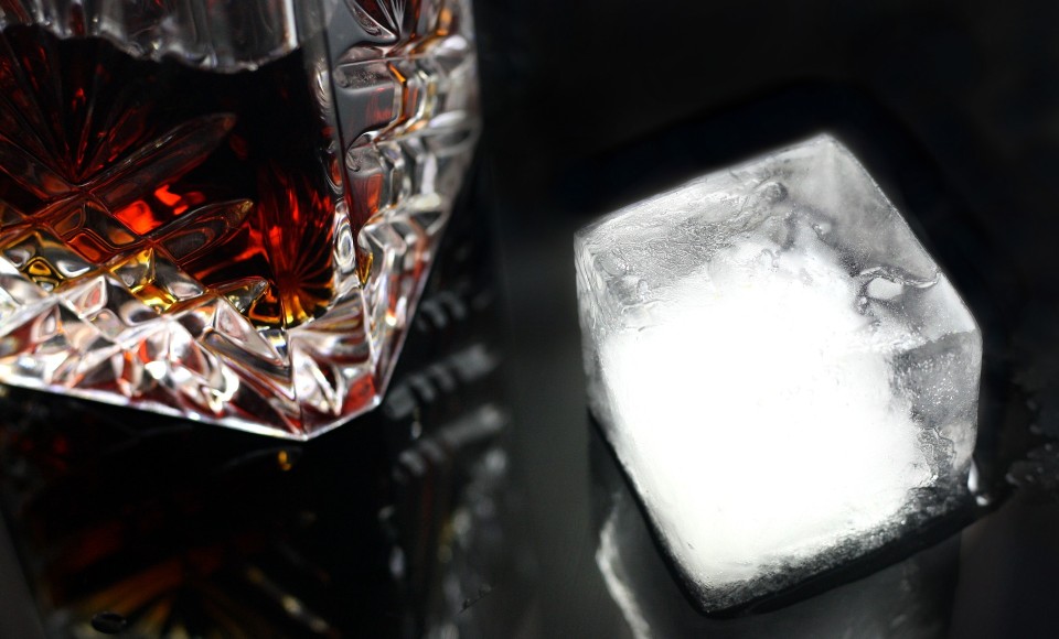 Liquor with a block of ice